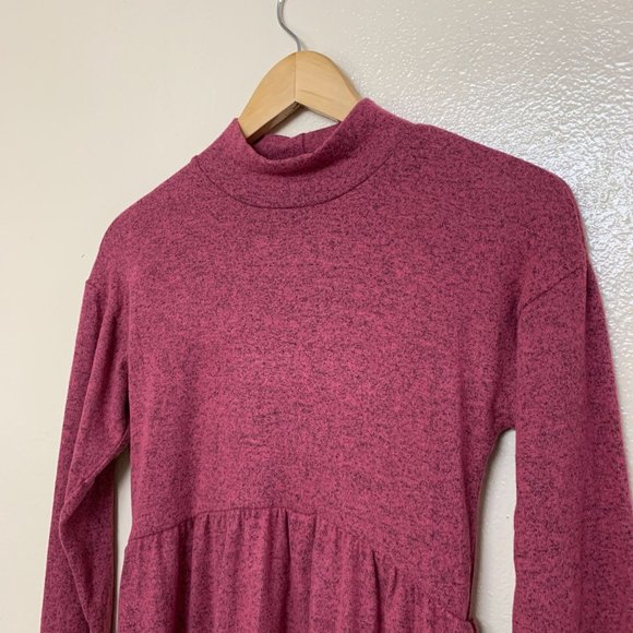 Ten Sixty Sherman Girls Nordstrom Mock Neck Skater Dress Large Dark Pink - Picture 3 of 9